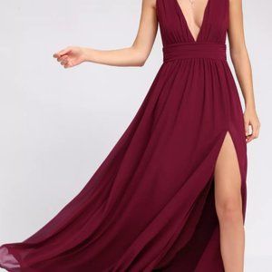 Lulus Heavenly Hues Burgundy Maxi Dress